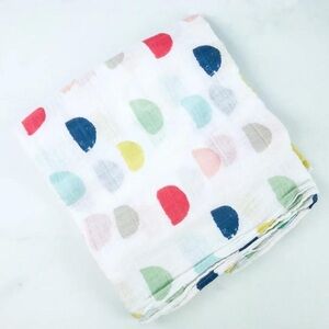 Swaddle Blanket - White with Red and Blue Accents